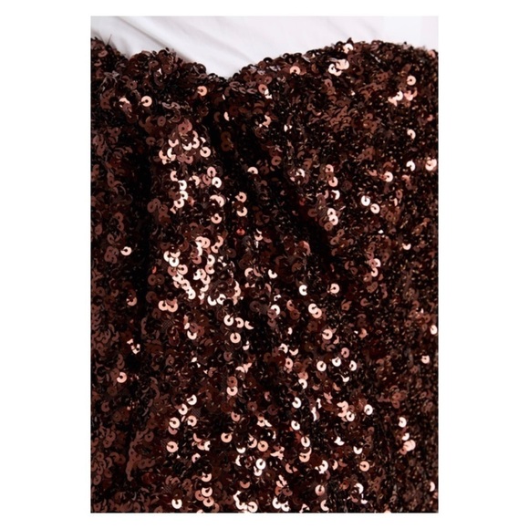 NWT ATOIR Teary Chocolate Brown Sequin Midi Wrap Skirt Small High Slit - Picture 8 of 16